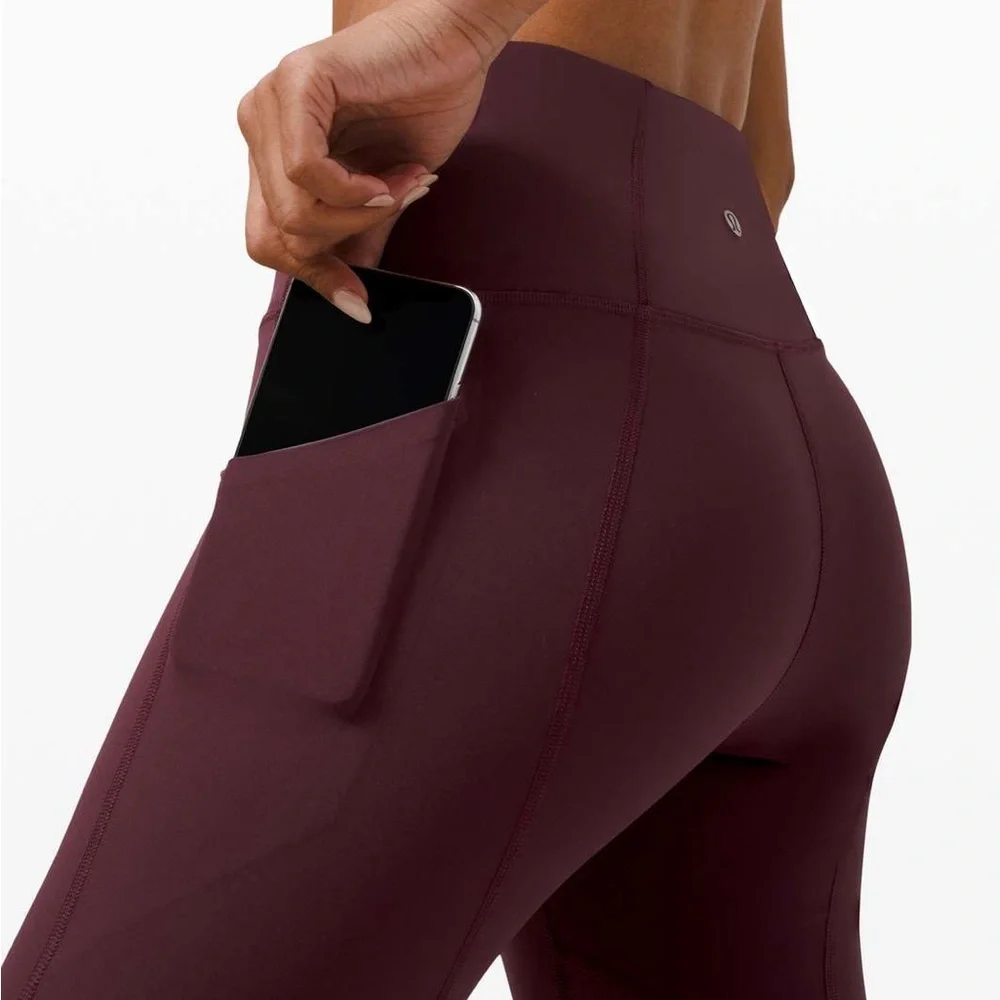 Lululemon Cassis Red Pace Rival High-Rise Mesh Panel Crop 22